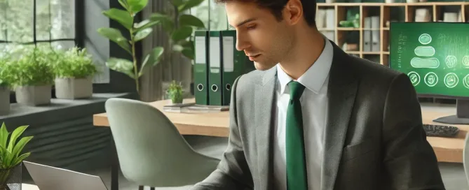 ESG. An accountant completing an ESG report