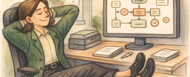 an accountant relaxing with a clean workflow